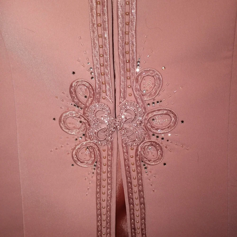 Nina Massini Size 8‎ Skirt Suit 3 Piece Dusty Pink Beaded Embellishments Vintage